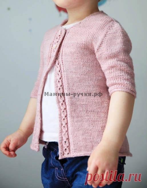 Вязаный спицами детский кардиган Флёр Блю