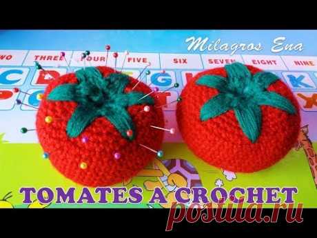 Tomates o Jitomates tejidos a crochet paso a paso para adorno de cocina, manualidades a crochet