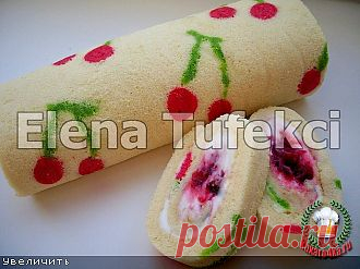 Бисквитный рулет «Вишенка» (МК от Елены)