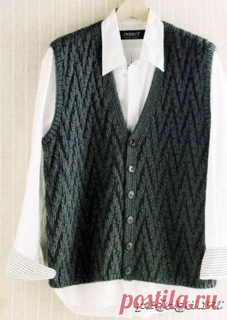 вязаный спицами мужской жилет: 2 тыс изображений найдено в Яндекс.Картинках