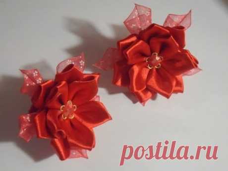 Резинка для волос канзаши - Сказочная / Scrunchy kanzashi - Fairy Tale