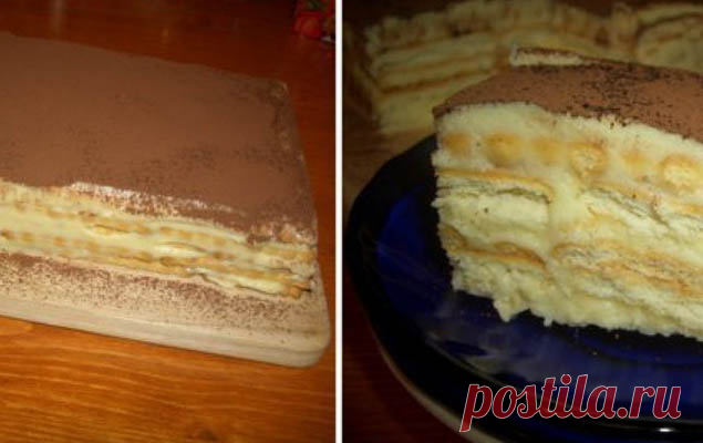 Торт «А-ля тирамису» — намного вкуснее и дешевле! Приготовим торт вечером - утром начнем день вкусно!