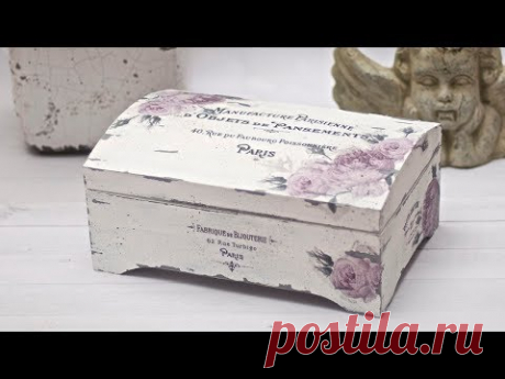 Decoupage pudełko vintage z zadrapaniami - DIY tutorial