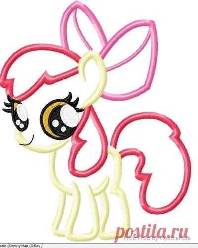 Apple Blossom Little Horse Machine Applique Embroidery Design, mutliple sizes, including 4 inch