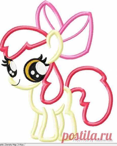 Apple Blossom Little Horse Machine Applique Embroidery Design, mutliple sizes, including 4 inch