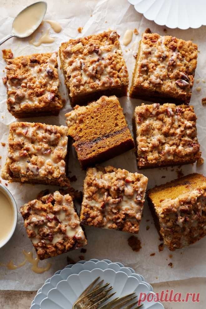 Pumpkin Coffee Cake with Maple Glaze - Baker by Nature