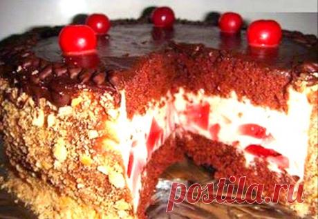 Кулинарные Рецепты: Торт Вишнёвый закат