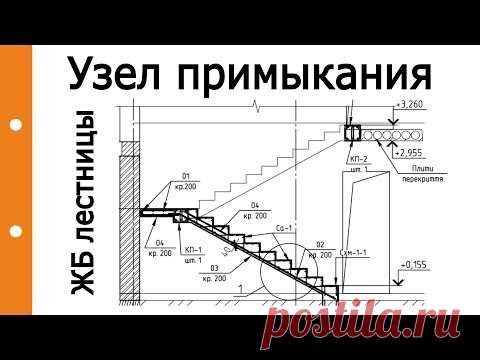 Опирание железобетонной (жб) лестницы на плиты перекрытия (ПК, ПБ)