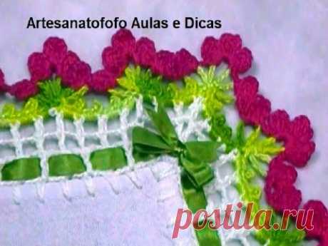Bico em crochê com canto #p/toalhas e caminho de mesa - CROCHÊ 63 - YouTube