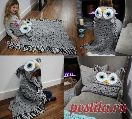 Плед с капюшоном «Совушка» » СЕЗОН ХОББИ