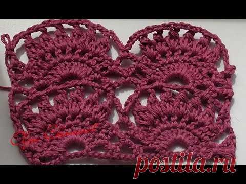 Ажурные полосы-веера и сетка крючком смотрятся очень оригинально и не избито. Хорошо подойдет для юбки, т.к. сетка позволяет расширить изделие. Сетка создает доп.фактуру полотну.