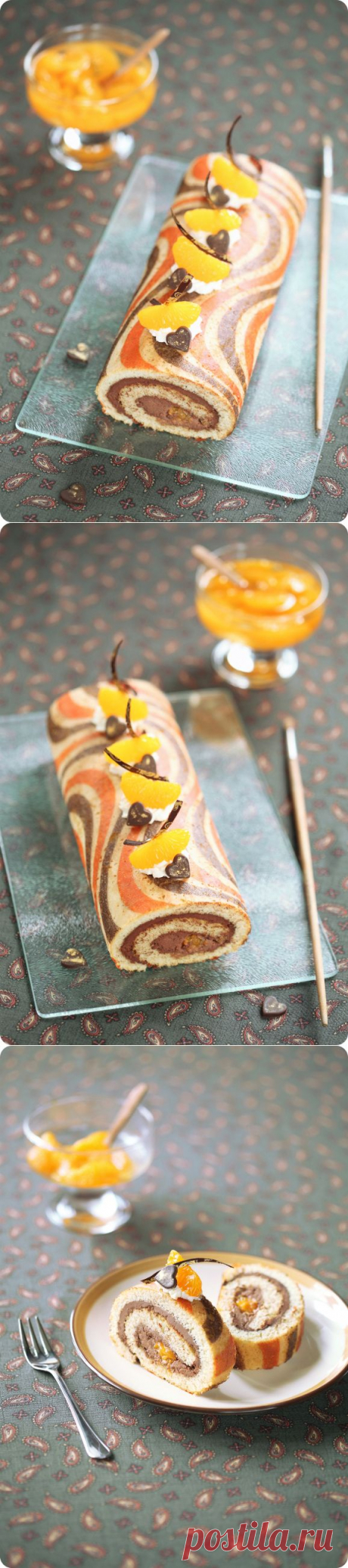 Verdade de sabor: Рулет с шоколадным кремом и мандаринами / Torta com creme de chocolate e tangerina