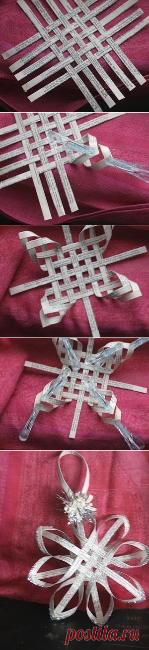 Снежинка из бумаги. Плетение.