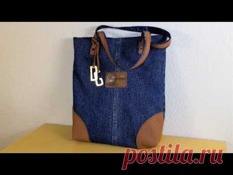Сумка для покупок из детских джинсов. Shopping bag made of children's jeans