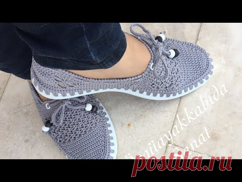 Çok Rahat Çok Şık Gri Babet Yapımıı #knitting shoes