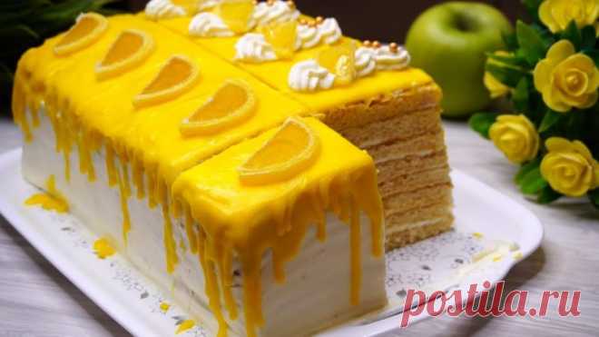 Вкусный торт «Лимонная девочка». Как солнышко, очень яркий и красивый - Коллекция замечательных рецептов