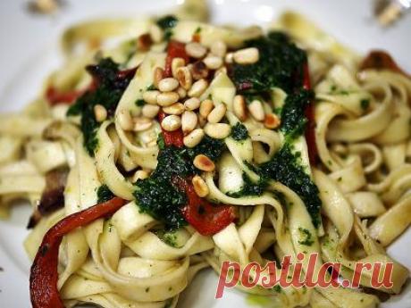 Паста с овощами — тальятелле с печеным перцем. Мастер-класс
