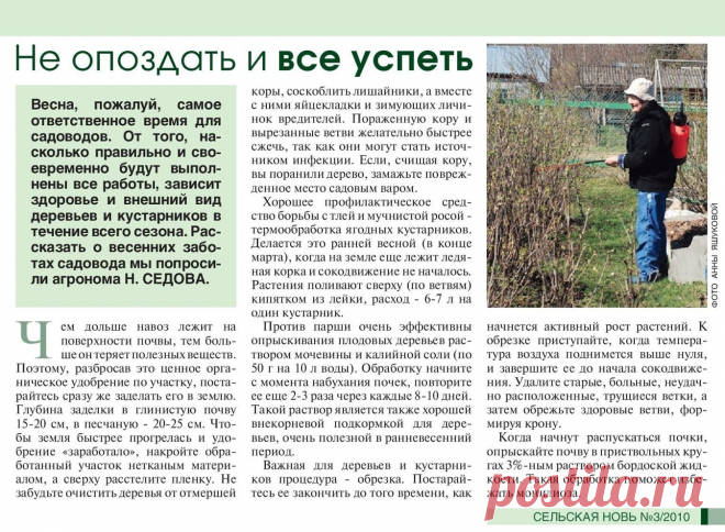 Весенние заботы садовода