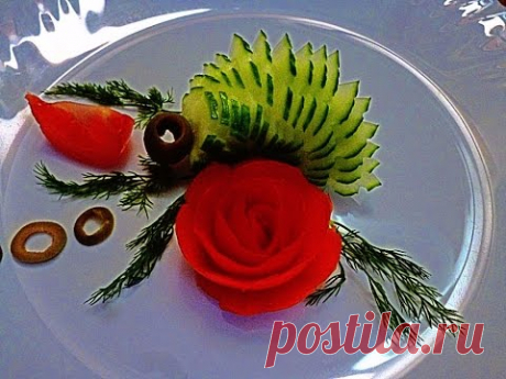 Украшения из огурца! Decoration of cucumber! Украшения из овощей! Decoration of vegetables!