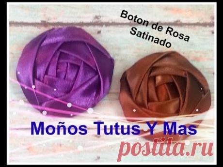 BOTON DE ROSA SATINADO Paso a Paso FOLDED SATIN ROSE BUD How To DIY Tutorial PAP Video 40 - YouTube