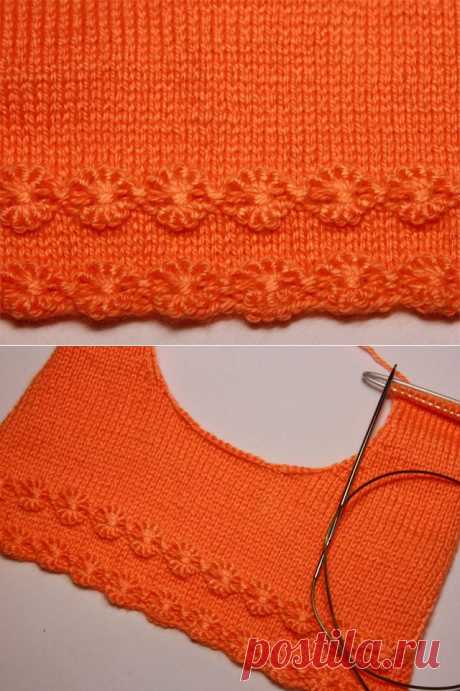 Узор &quot;Цветы в ряд&quot; из обвитых петель - knitting-pro.ru - От азов к мастерству