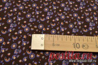 Крепдешин (н) мелкий цветочный орнамент на темно-коричневом, артикул 02-8123 - купить оптом и в розницу, цена 3 500 руб.