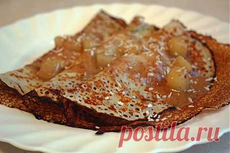 Рецепт - Блинчики с карамелизованными грушами