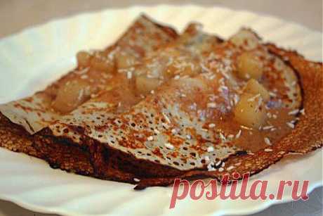 Рецепт - Блинчики с карамелизованными грушами
