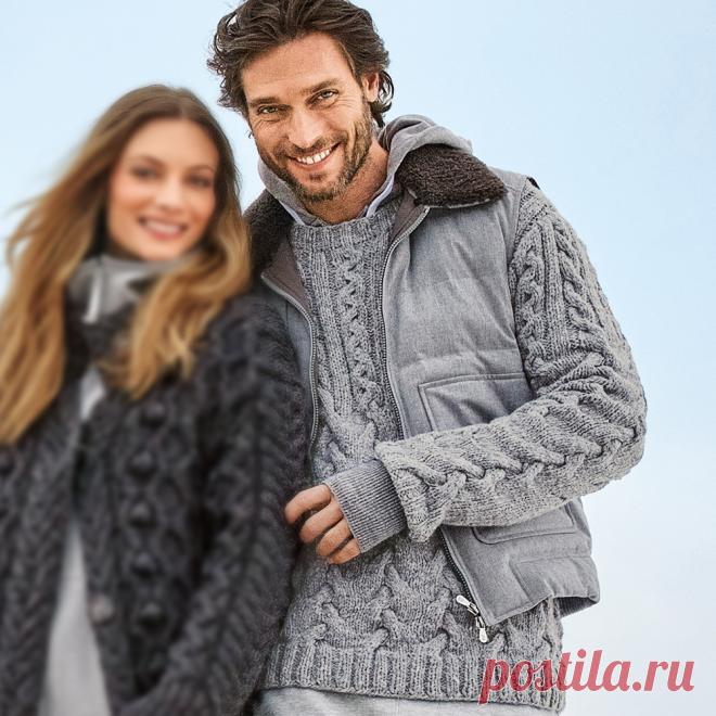 Мужской джемпер с сочетанием «кос» - схема вязания спицами. Вяжем Джемперы на Verena.ru