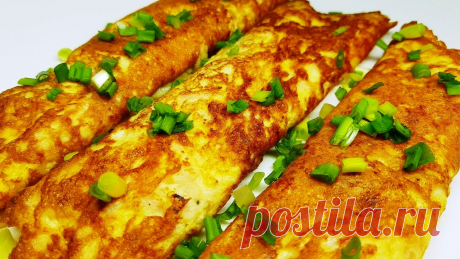 Яичные блинчики с ветчиной и сыром Это вкусно, быстро и просто.
