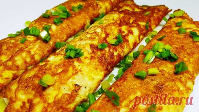Яичные блинчики с ветчиной и сыром Это вкусно, быстро и просто.