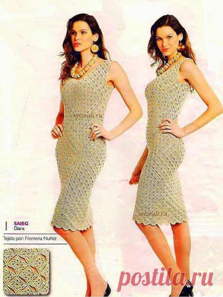 crochelinhasagulhas: Vestido dourado de crochê