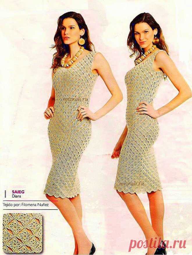 crochelinhasagulhas: Vestido dourado de crochê