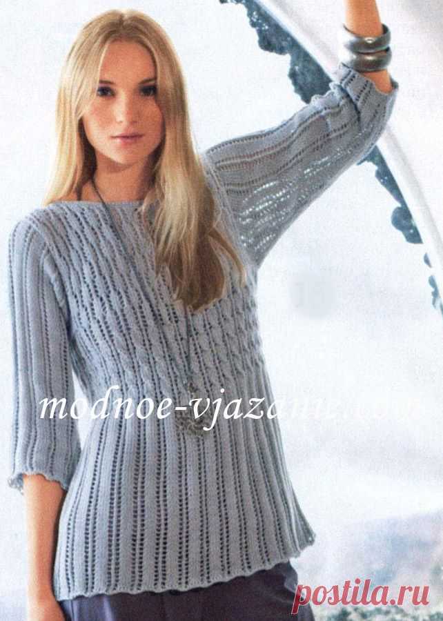Узорчатый серый пуловер
