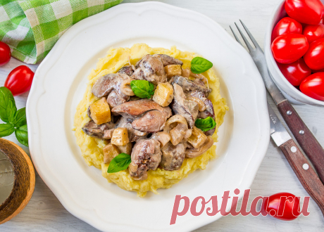 Куриная печень с яблоками в сливочном соусе на Вкусном Блоге