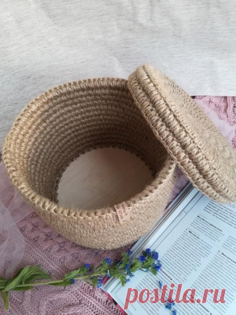 Джут корзина с крышкой купить у мастера без наценок! - DIY Рукоделие портал о рукоделии от мастеров для мастеров и не только!