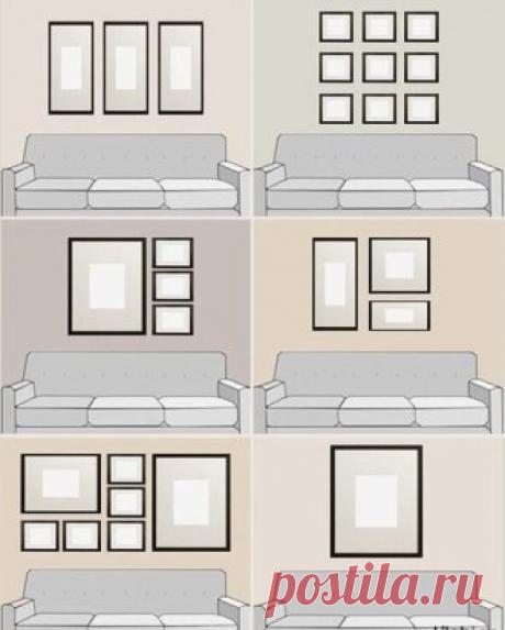 Как правильно вешать картины над диваном