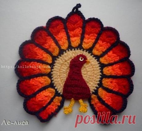 Прихватка Павлин крючком | Своими руками — интернет журнал