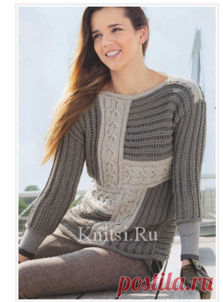 Пуловер пэчворк. Вязание для женщин / Пуловеры / Спицами