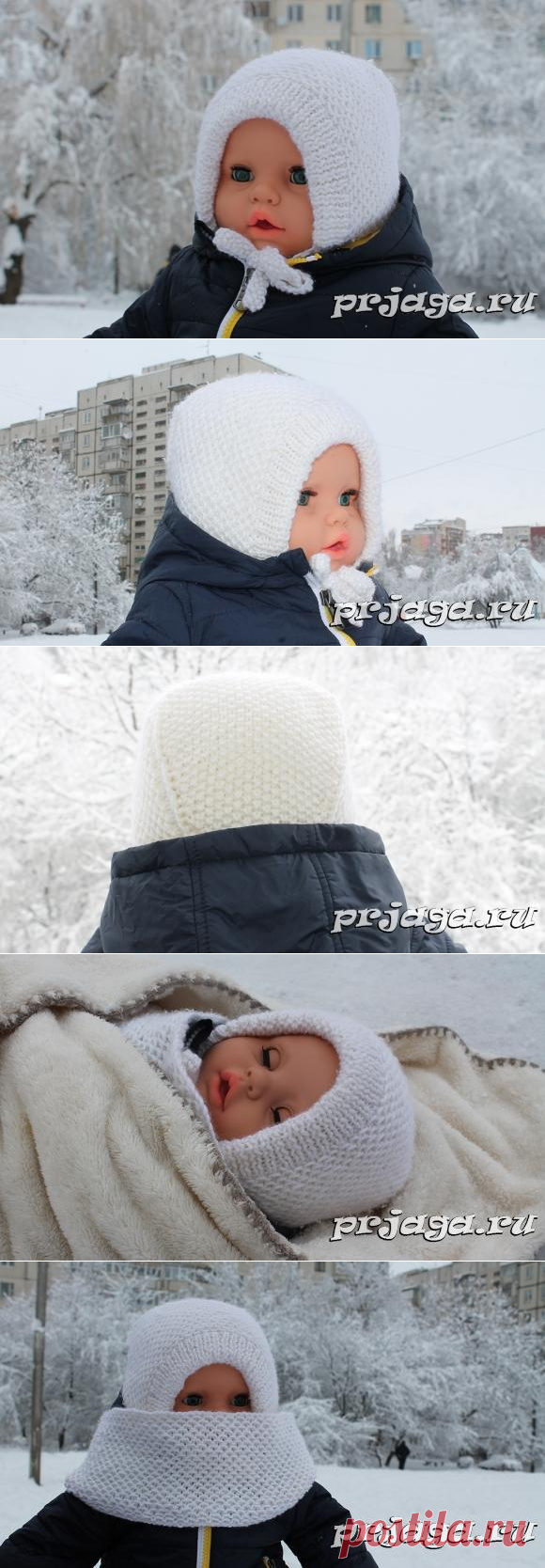 Двойная шапочка – чепчик спицами + снуд