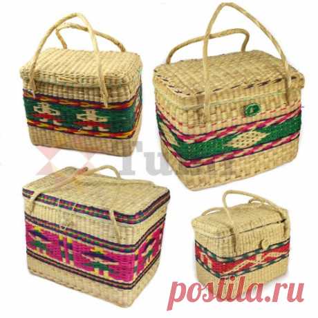 Colourful soft woven wicker basket with lid - Baskets and storage - Home &amp; Garden
