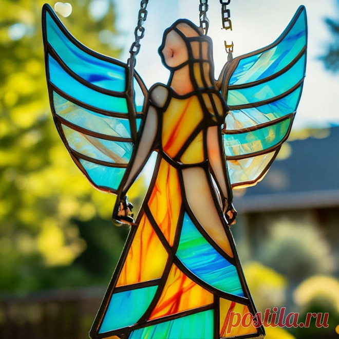 Red Heart Angel Stain Glass, Angel Suncatcher colgante ventana ornamento jardín regalo memoria arte decoración pintada a mano hermosas piezas bautizo - Etsy Chile