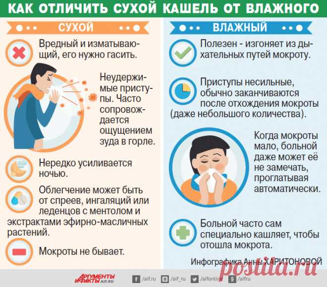 Как отличить сухой кашель от влажного