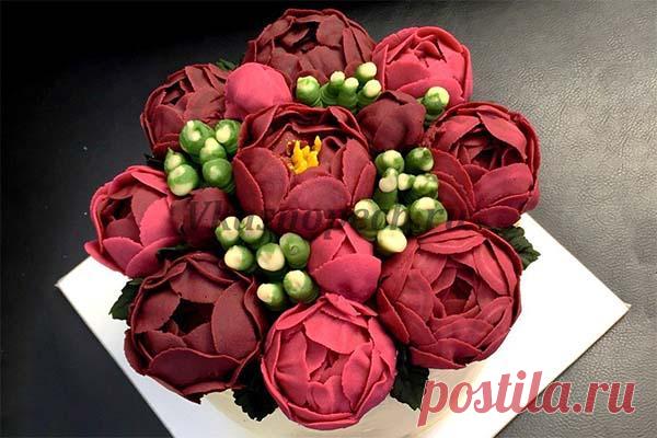 Торт с цветами - как сделать цветы из крема и мастики