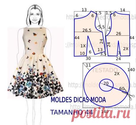 MOLDE DE VESTIDO GODÉ PASSO A PASSO COM MEDIDAS