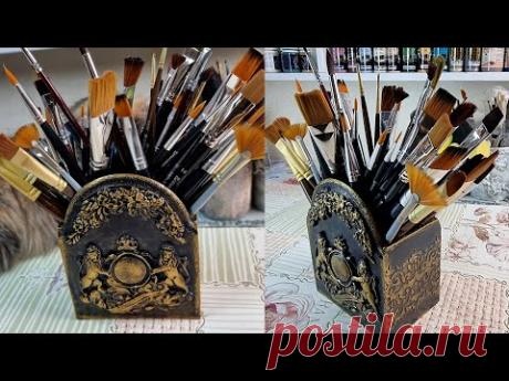 Декор карандашницы, ручная работа, классика. Pencil holder decor, handmade, classic.