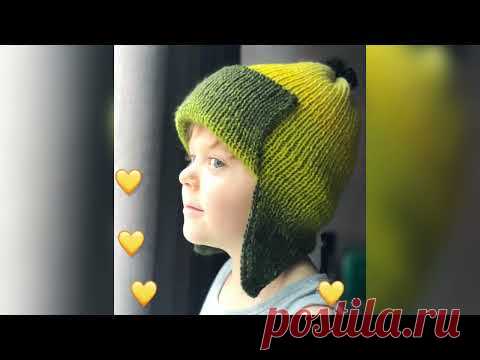 ТРЕНД 💛ДЕТСКАЯ ШАПКА УШАНКА спицами. 1 МОТОК Schoppel Gradient #Shorts