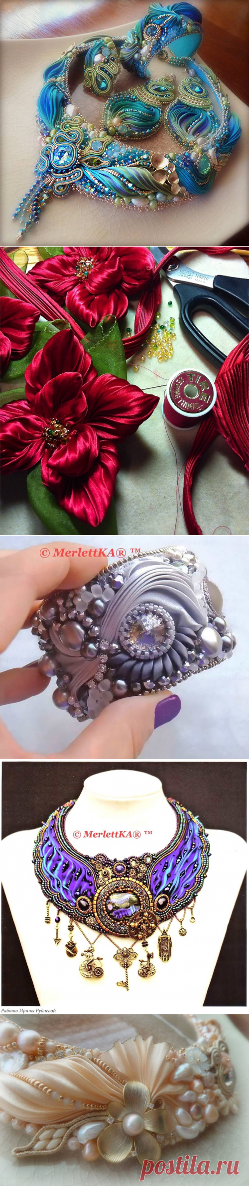 Красота и нежность украшений из лент шибори