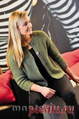 Женский зеленый жакет реглан вязаный спицами » Мастерю - все своими руками