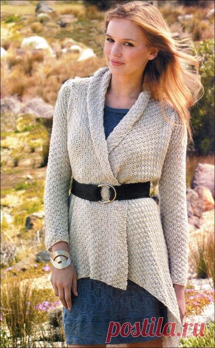 кардиган одним полотном спицами